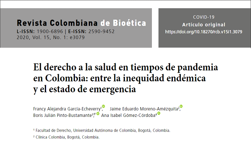 El derecho a la salud en tiempos de pandemia en Colombia: entre la inequidad endémica y el estado de emergencia