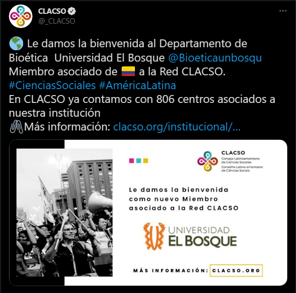Miembro asociado de Colombia a la Red CLACSO.